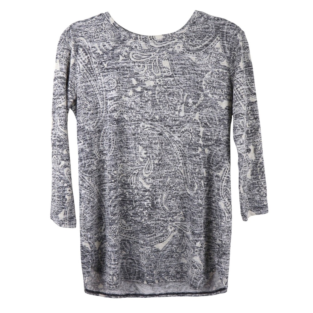 Vanheusen Y2K Women's Gray Paisley Babydoll 3/4 Sleeve‎ Top XS Tall Petite Fairy